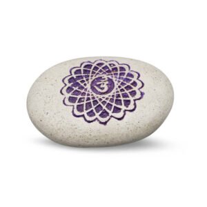 Pebble - Engraved River Stone Flower of Life purple