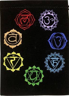 Velvet Bag - Black Embroidered Chakra