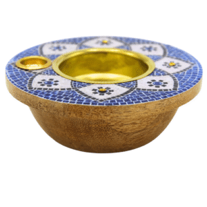 Oriental wooden candle and incense holder