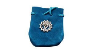 Suede Pouch-Turquoise with Chakra Symbol  3.25x2.75"