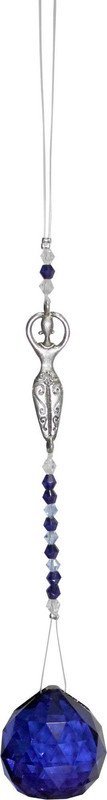 HANGING CRYSTAL CUT GLASS BEAD GODDESS COBALT BLUE 6"