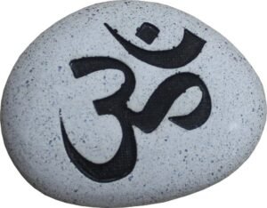 Carved Stone Pebble with OM, 7-8 cm