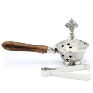Incense Burner and Tong Nickel (8 cm) Set of 2