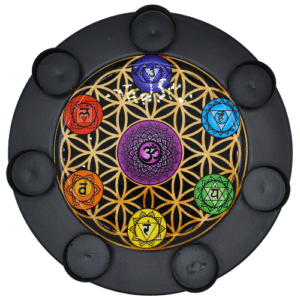 Metal T-Light Holder & Charger Plate 7 Chakras