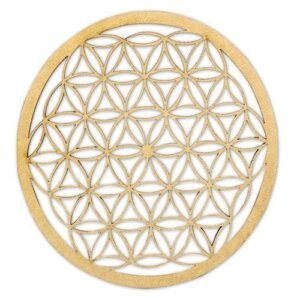Wooden Crystal Grid Flower of Life 10 cm Set of 2