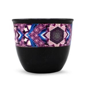Small Ceramic Smudge Bowl Flower of Life Black