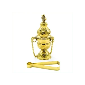 Incense Burner with Cup & Tong Brass Polish