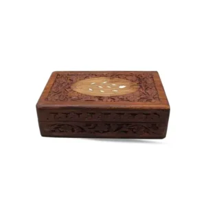 White inlay wooden box carving 8x5'