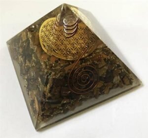 Tiger eye fol with charge crystal pyramid