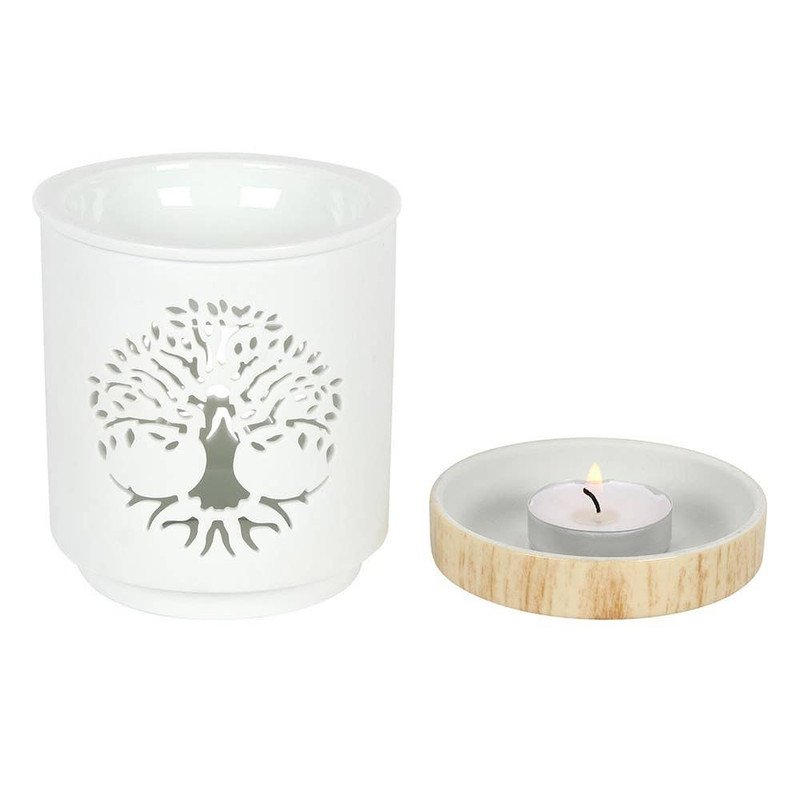 White Tree Of Life Cut Out Oil Burner - Image 2