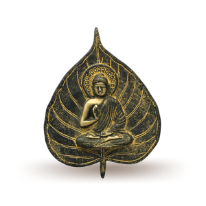 Buddha on Leaf Hanging (Gold with Black Finish)