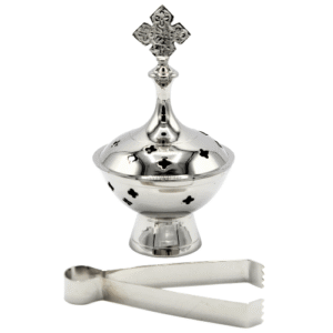 Incense Burner and Tong Nickel Set of 2
