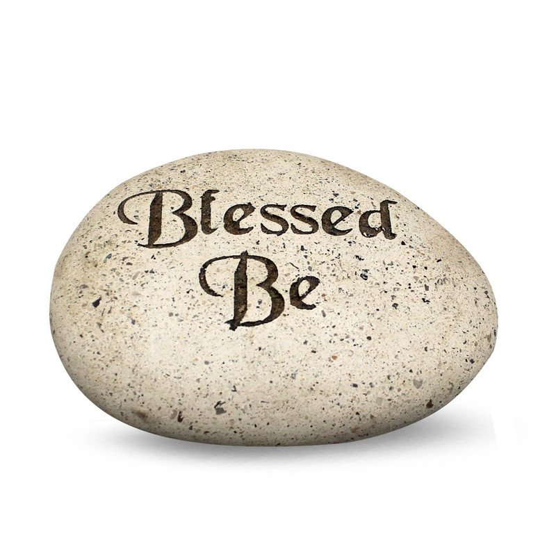 Carved Stone Pebbles Blessed Be (3.5 Dia)
