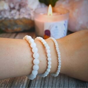 White Moostone Beaded Bracelet - Madagascar