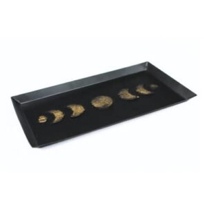 Iron Tray Moon Phase Black 22x12 cm