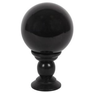 LARGE BLACK CRYSTAL BALL ON STAND