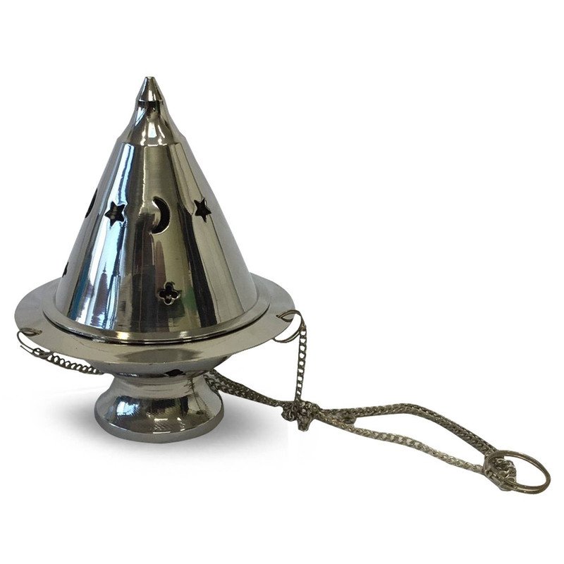 Chrome hanging incense burner (16cm)
