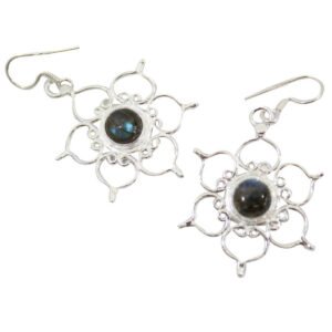 Sterling Silver Earrings Lotus-Labradorite