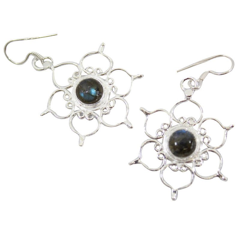 Sterling Silver Earrings Lotus-Labradorite
