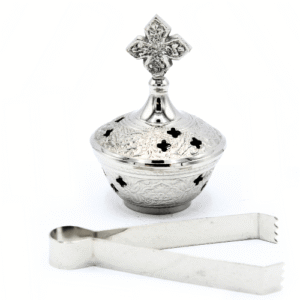 Incense Burner and Tong Nickel (6 cm) Set of 2