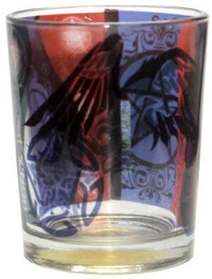 Printed Glass Votive Holder - Pentacle Raven
