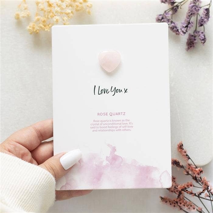 I Love You Rose Quartz Crystal Heart Greeting Card - Image 3