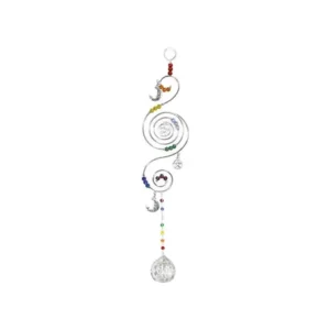 Wire Hanging - Chakra Spiral with Crystal & Pentacle