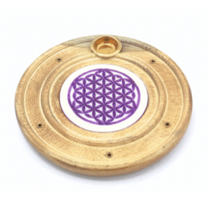 Wooden Incense Burner Purple Flower Of Life 10 cm