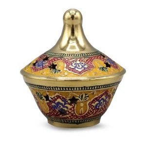 Brass powder pot chikankaari 6.5cm
