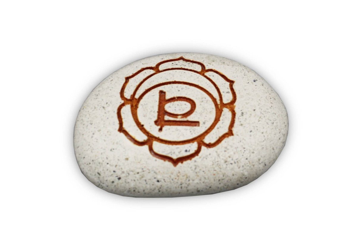 Pebble - Engraved River stone 2th chakra Orange