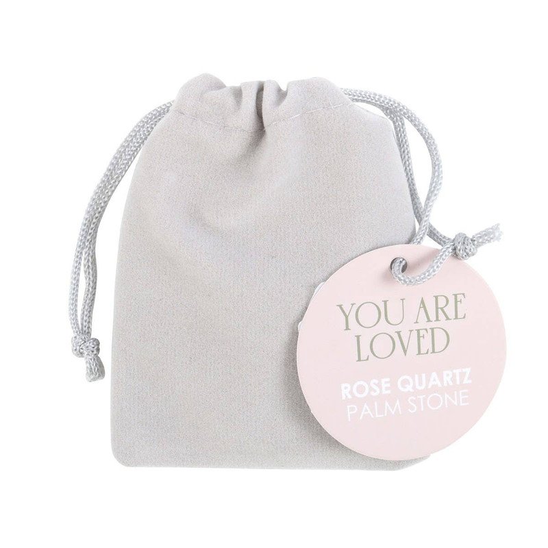 You Are Loved Rose Quartz Crystal Palm Stone - Image 2