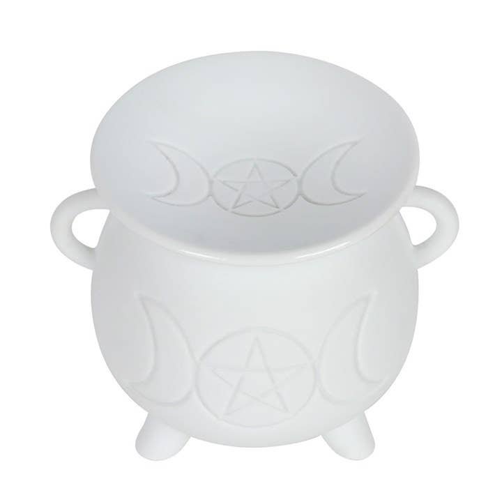 Triple Moon Cauldron Oil Burner White