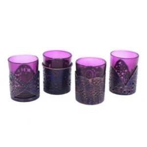 Tealight Holder Set of 4 - Purple & Gold