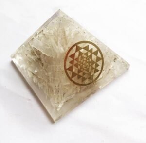 Orgone Pyramid Selenite Shree Yantra 40-45mm