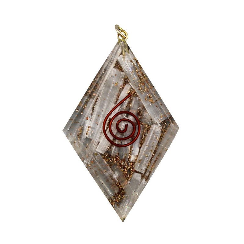 Orgonite Pendant Diamond Shape Selenite Inside