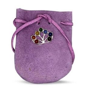 Suede Bag Purple-Chakra Lotus 3.25" X 2.75"