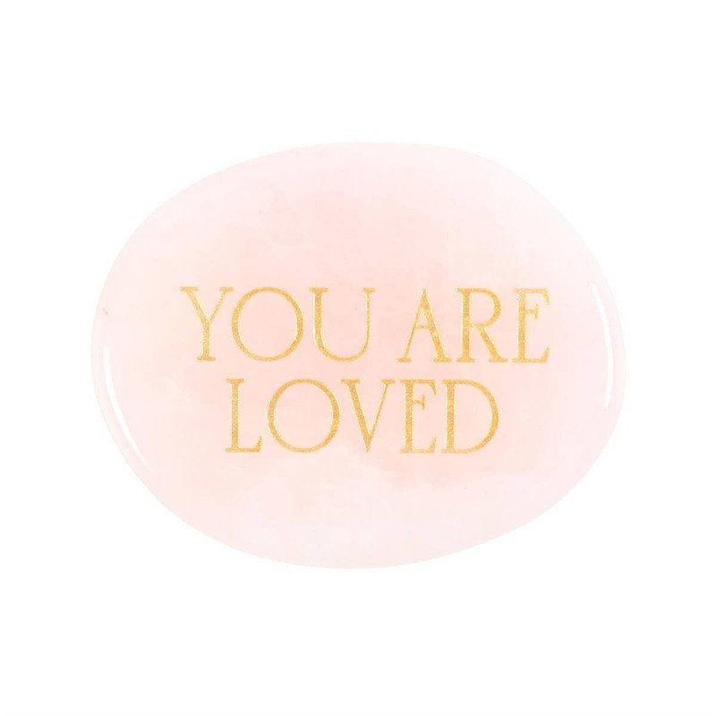 You Are Loved Rose Quartz Crystal Palm Stone - Image 3