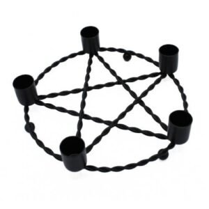 Iron Pentagram Candle Holder 15 cm Black