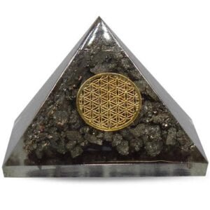 Prosperity Orgonite Pyramid - Pyrite & Flower of Life 5 cm