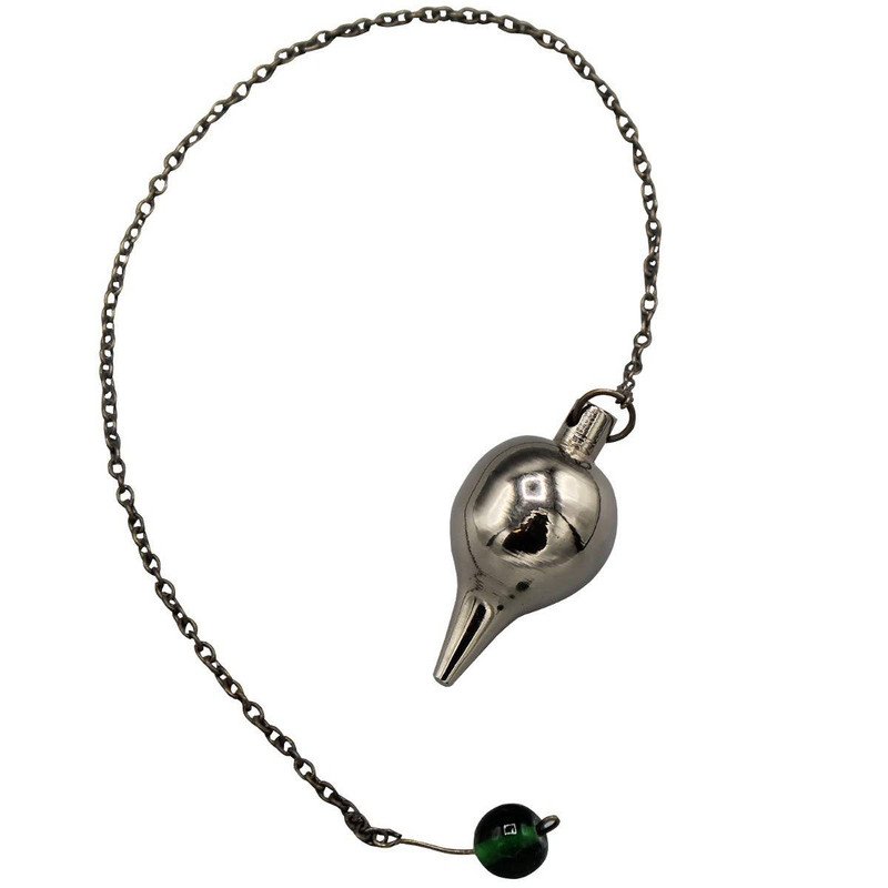 Nickel Luzi Pendulum with Green Bead