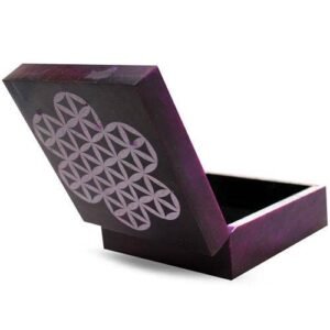 Violet Flower of Life Soapstone Keepsake Box