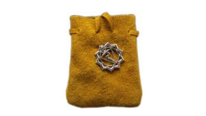 Suede Pouch-Yellow with Chakra Symbol 3.25x2.75"