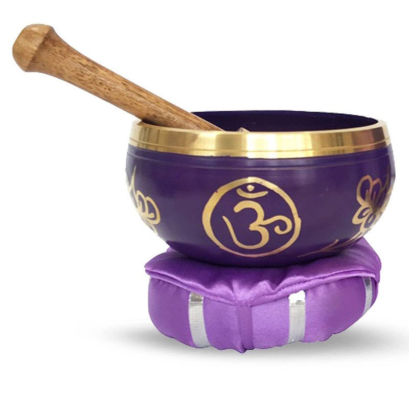 Brass Singing Bowl with Stick & Cusion 10 Cm Crown Chakra /