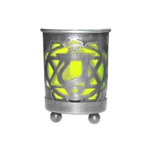 VOTIVE HOLDER W/GREEN GLASS INSERT-#4 HEART