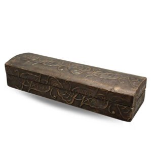 Pencil box copper and wood with leaves