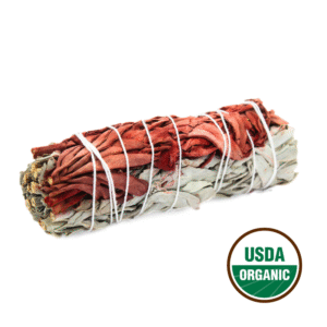 White Sage and Dragonsblood Smudge Stick 10cm label