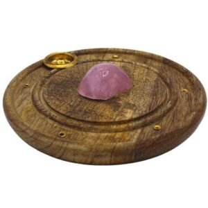 Rose Quartz Mango Wood Incense Holder