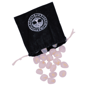 Rune Viking Rose Quartz with Velvet Bag 25 Pcs