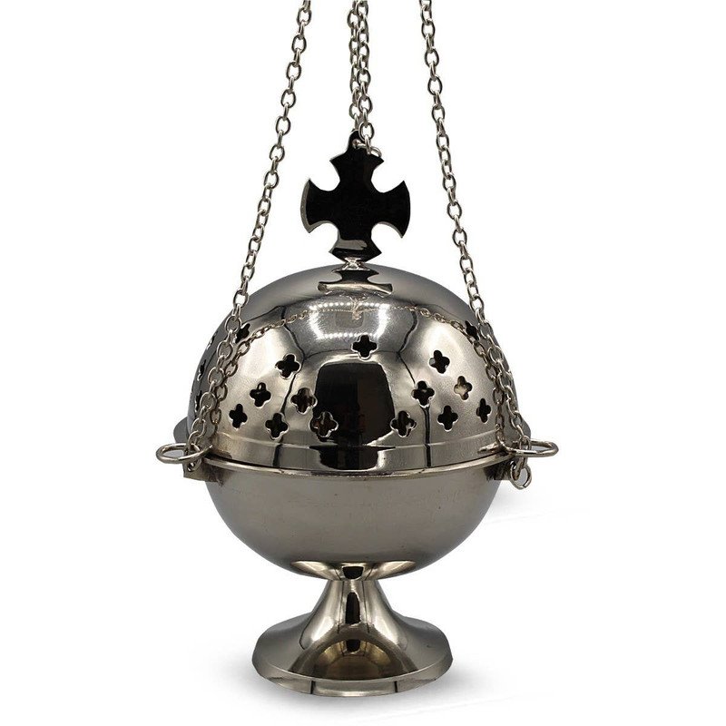 Nickel Plated Hanging Incense Burner (18cm)