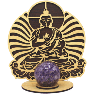 Wooden Sphere Holder Buddha-